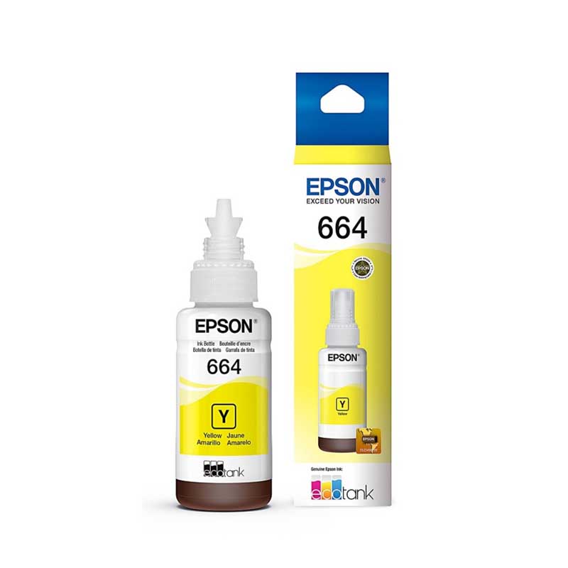 Epson T664 - Amarillo - original - recarga de tinta - para Epson L380, L386, L395, L495; EcoTank ET-2600, 2650, L1455, L396, L606, L656