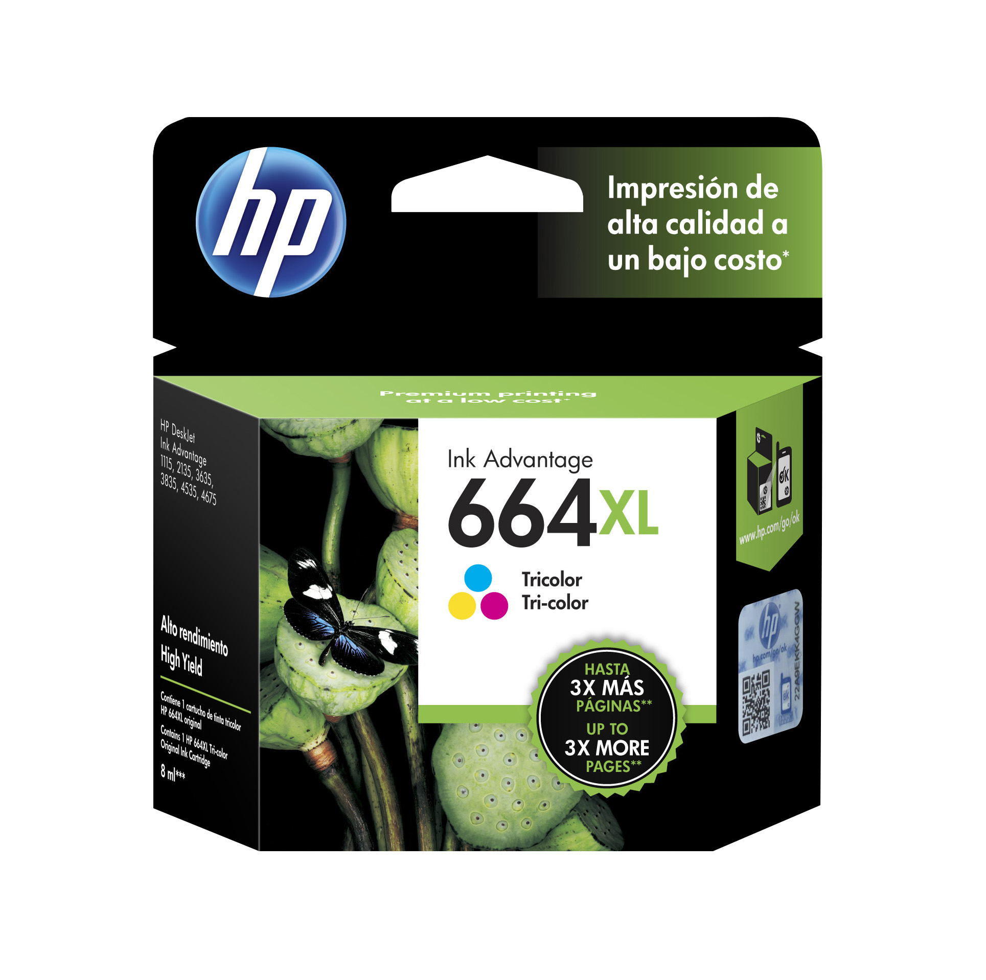 HP - Ink cartridge - Tricolor - 664XL