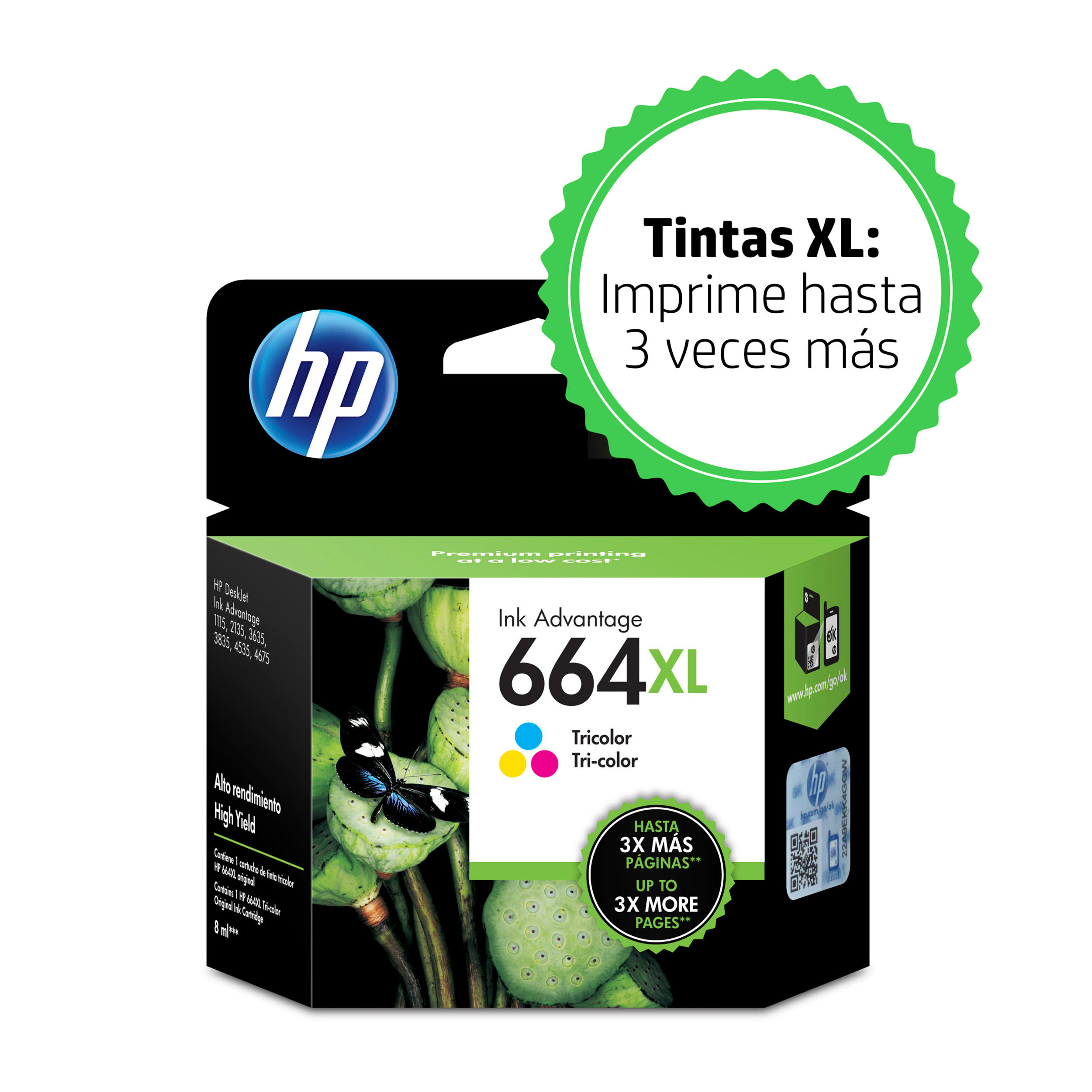 HP - Ink cartridge - Tricolor - 664XL