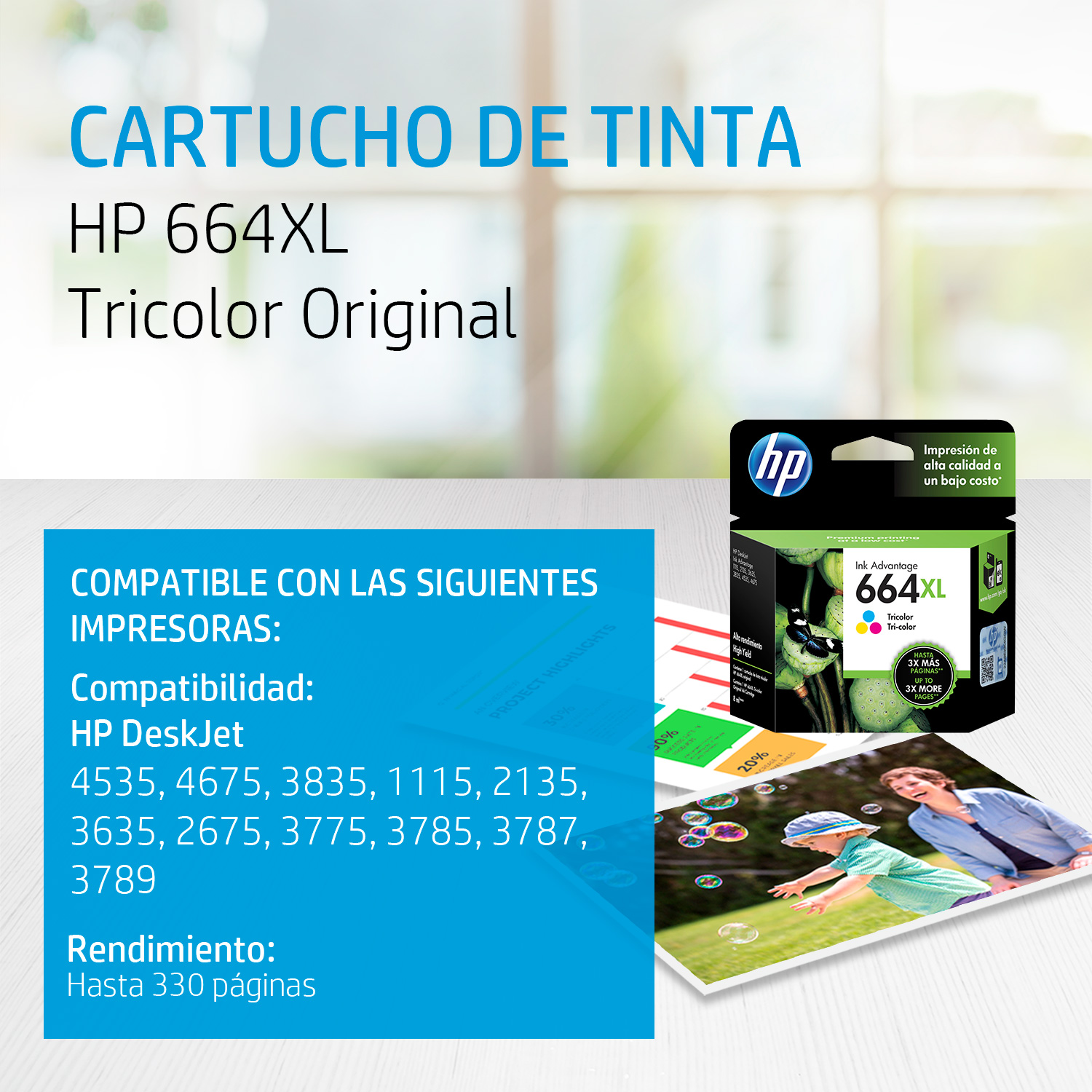 HP - Ink cartridge - Tricolor - 664XL