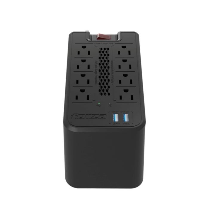 Regulador automático de voltaje 1200VA/600W, 8 slds, 2 USB-120V - 1 año de garanta - FVR-1221USB