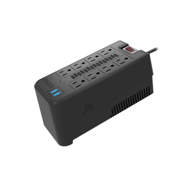 Regulador automático de voltaje 1200VA/600W, 8 slds, 2 USB-120V - 1 año de garanta - FVR-1221USB