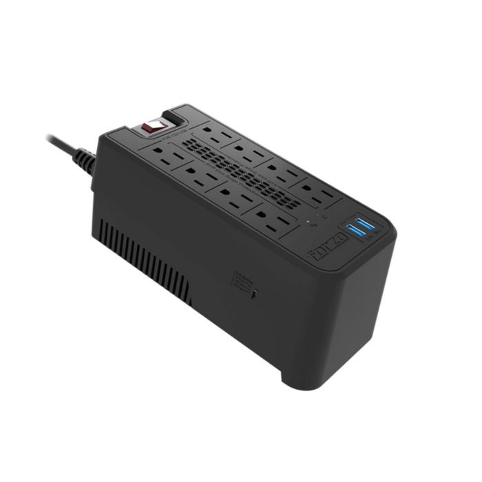 Regulador automático de voltaje 1200VA/600W, 8 slds, 2 USB-120V - 1 año de garanta - FVR-1221USB