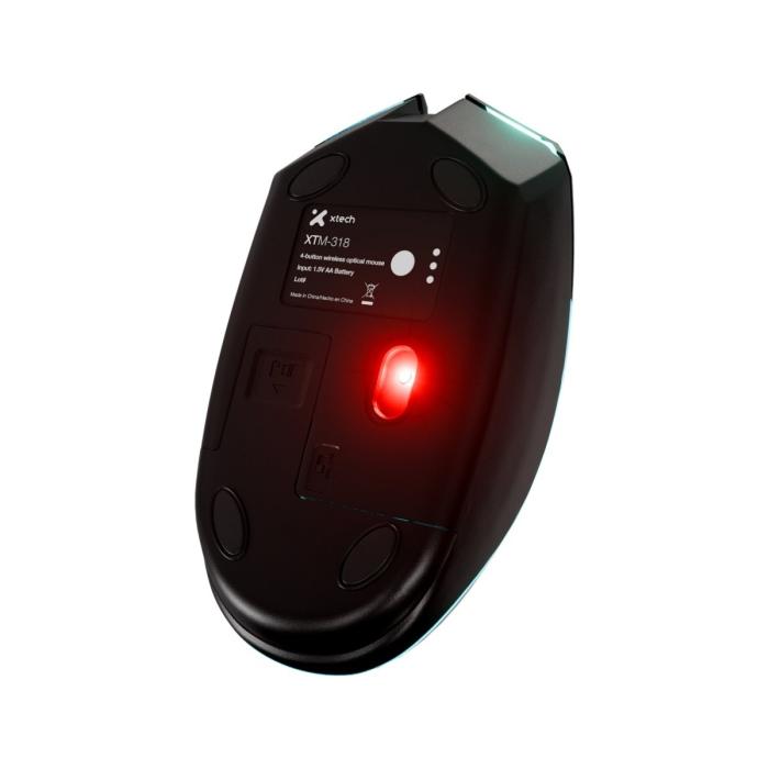 Xtech - XTM-318 - Mouse - 2.4 GHz - Wireless - Black - 4 buttons with Light 3200 dpi