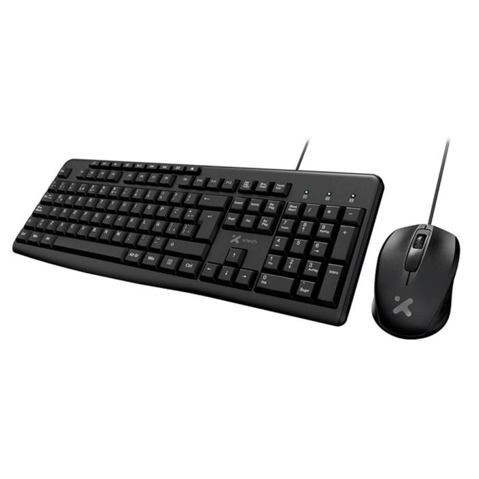 Xtech - Keyboard and mouse set - Wired - Spanish - USB - Black - Multimedia XTK-302S