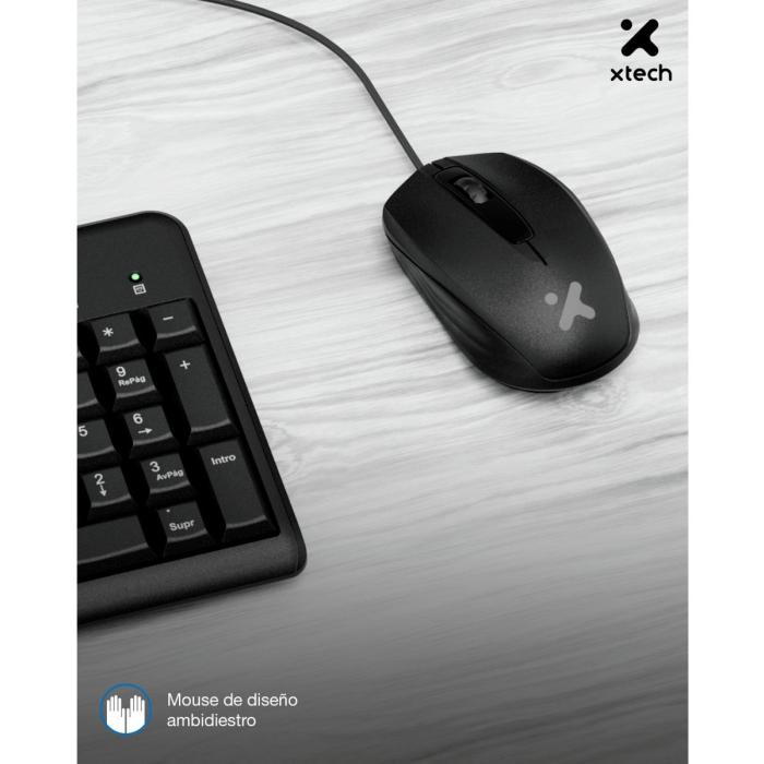 Xtech - Keyboard and mouse set - Wired - Spanish - USB - Black - Multimedia XTK-302S