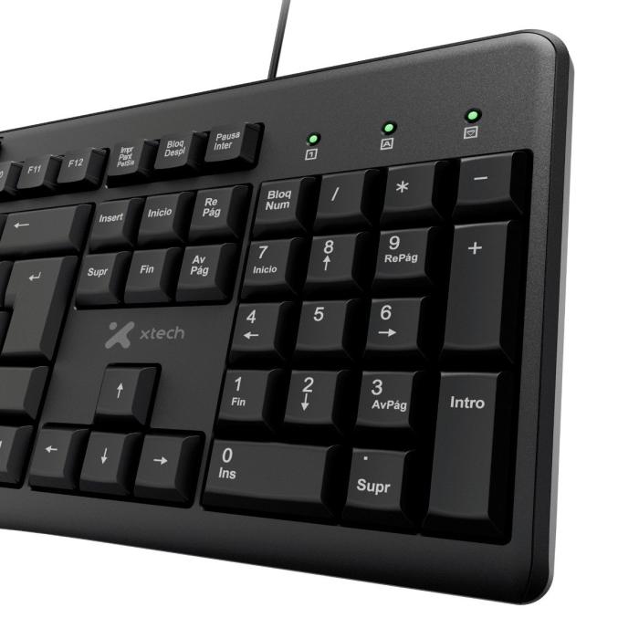 Xtech - Keyboard and mouse set - Wired - Spanish - USB - Black - Multimedia XTK-302S