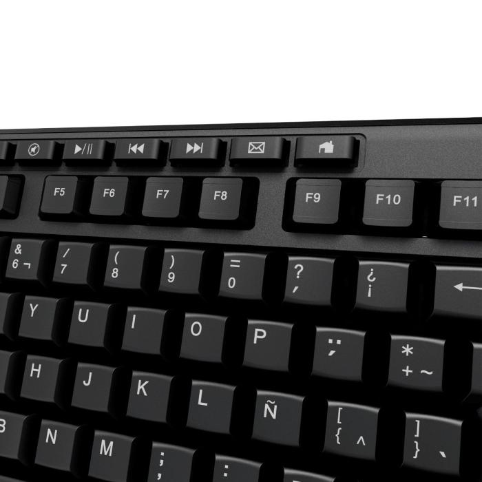 Xtech - Keyboard and mouse set - Wired - Spanish - USB - Black - Multimedia XTK-302S