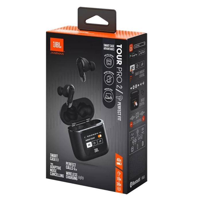 JBL Tour Pro 2 - Auriculares inalámbricos con micro - en oreja - Bluetooth - cancelación de sonido activo - negro