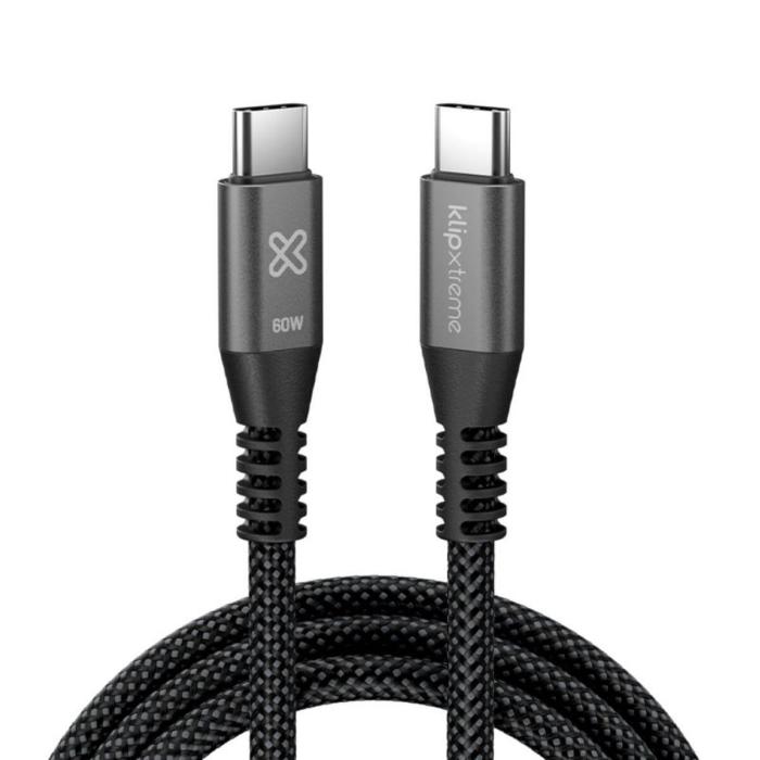 Klip Xtreme - USB cable - 24 pin USB-C - 1 m - Black - 60W Braided Fast charging