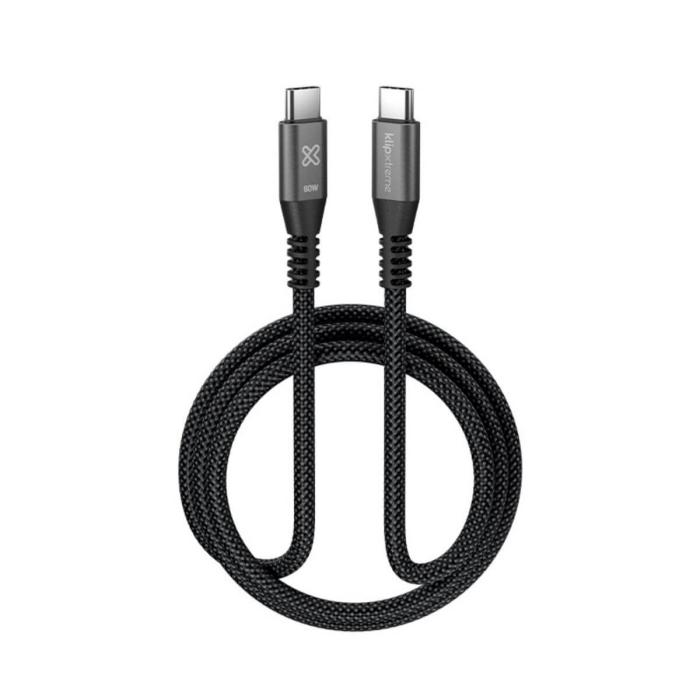 Klip Xtreme - USB cable - 24 pin USB-C - 1 m - Black - 60W Braided Fast charging