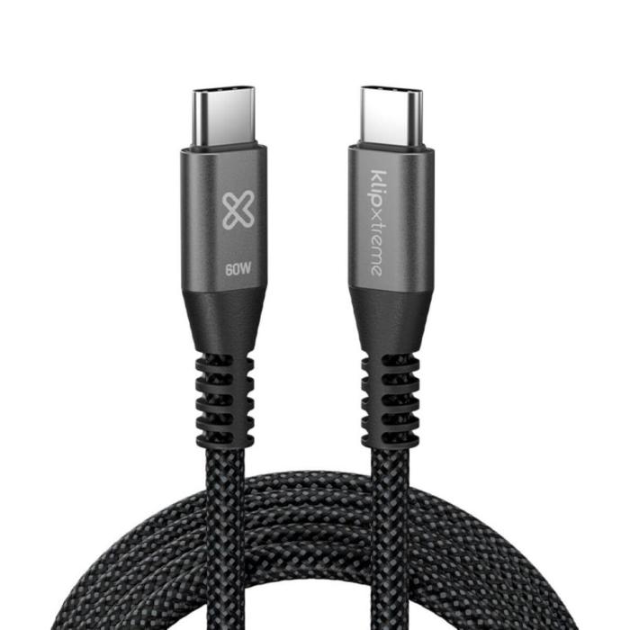 Klip Xtreme - USB cable - 24 pin USB-C - 1.8 m - Black - 60W Braided Fast charging