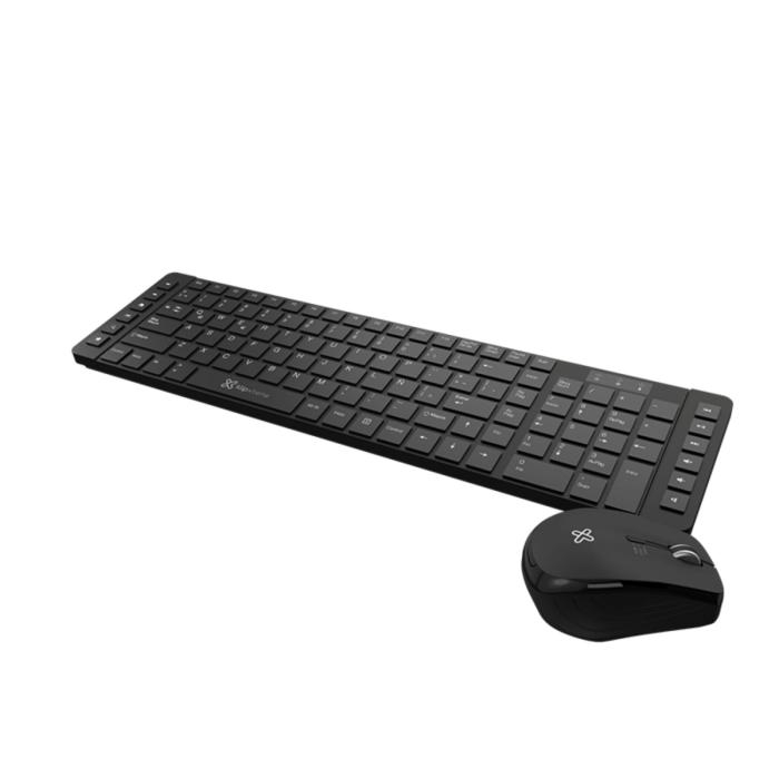 Klip Xtreme - Keyboard and mouse set - Spanish - Wireless - 2.4 GHz - All black
