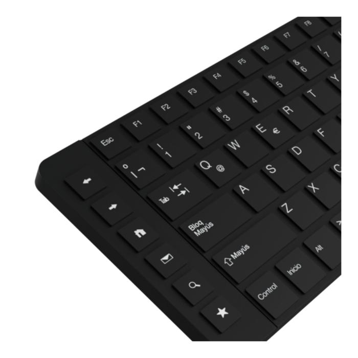 Klip Xtreme - Keyboard and mouse set - Spanish - Wireless - 2.4 GHz - All black