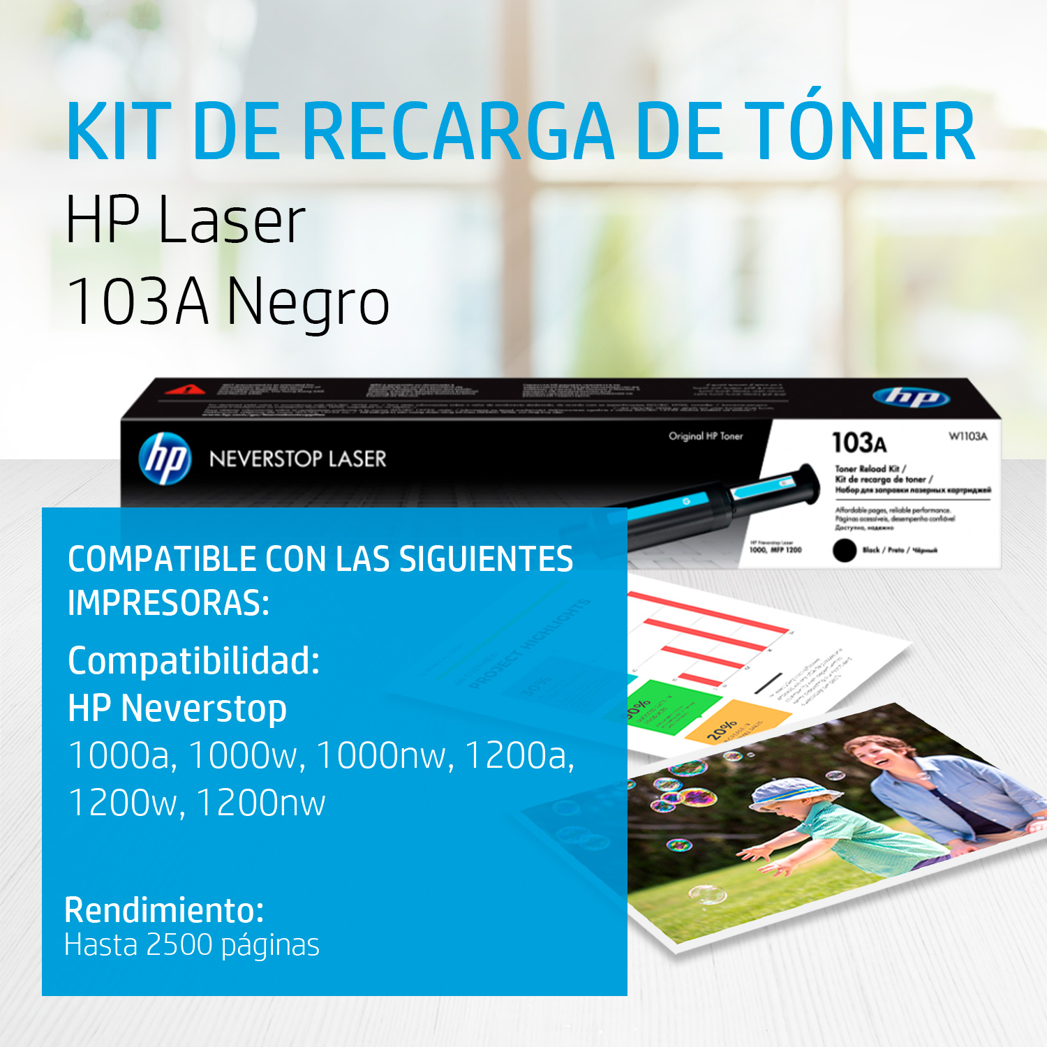 HP 103A Reload Kit - Negro - recarga de tóner - para Neverstop 1001; Neverstop Laser 1000, MFP 1200