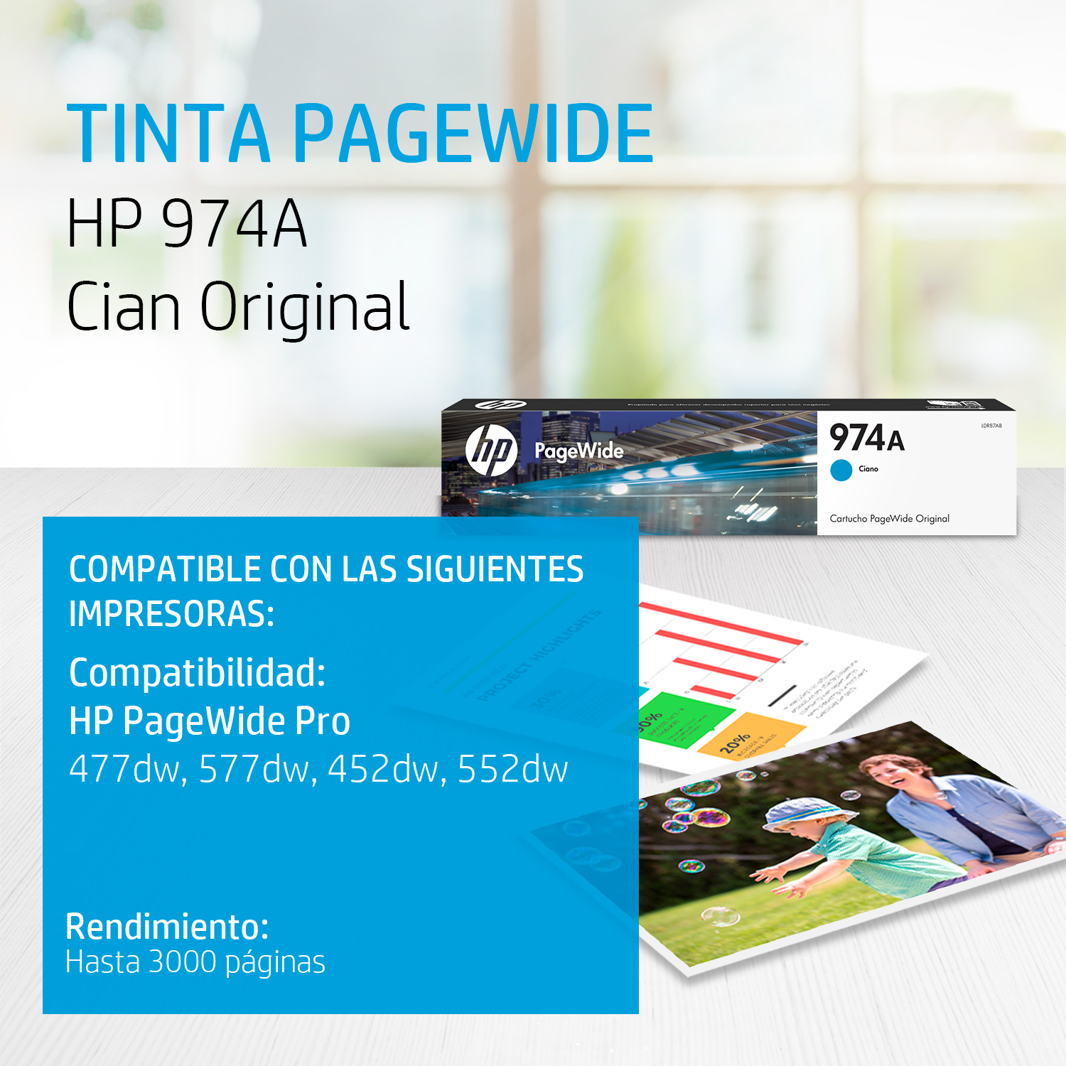 HP - 974a - Ink cartridge - Cyan - Pagewide
