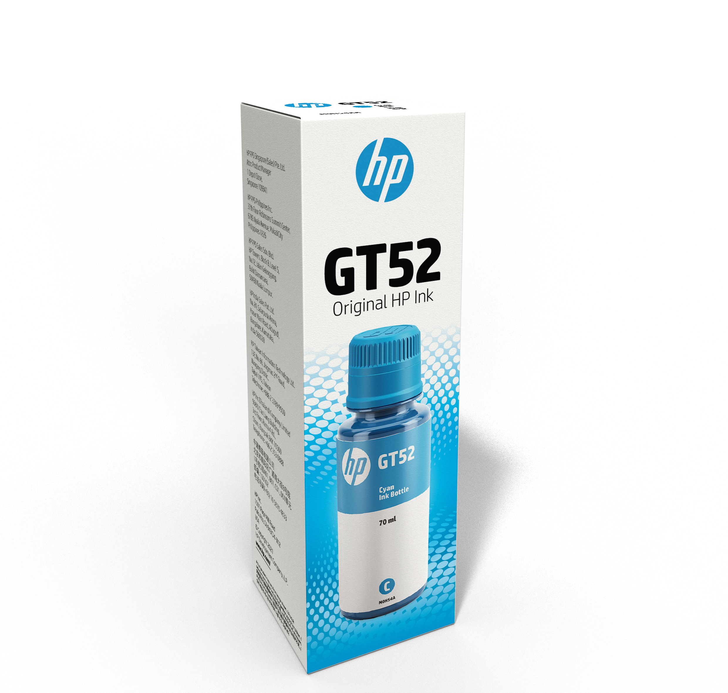 HP GT52 - 70 ml - cián - original - recarga de tinta - para HP 11X, 31X; Deskjet GT 58XX; Smart Tank 500, 51X, 530, 6001, 615, 70XX, 73XX, 76XX