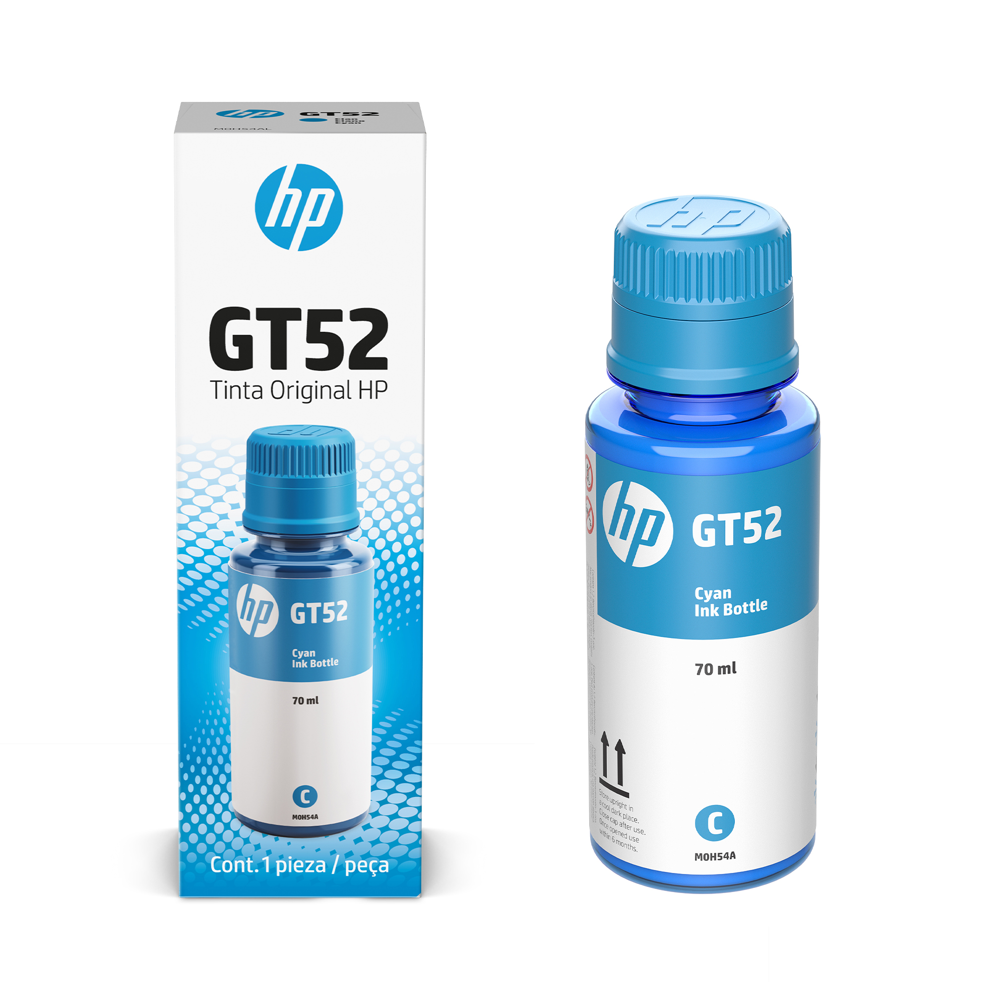 HP GT52 - 70 ml - cián - original - recarga de tinta - para HP 11X, 31X; Deskjet GT 58XX; Smart Tank 500, 51X, 530, 6001, 615, 70XX, 73XX, 76XX