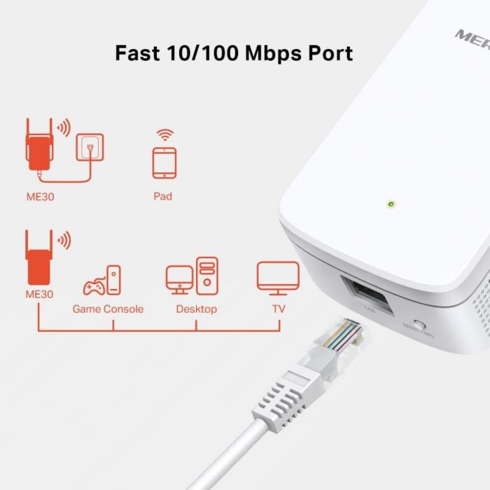 Mercusys ME30 V1 - Extensor de rango Wi-Fi - Wi-Fi 5 - 2.4 GHz, 5 GHz - en pared