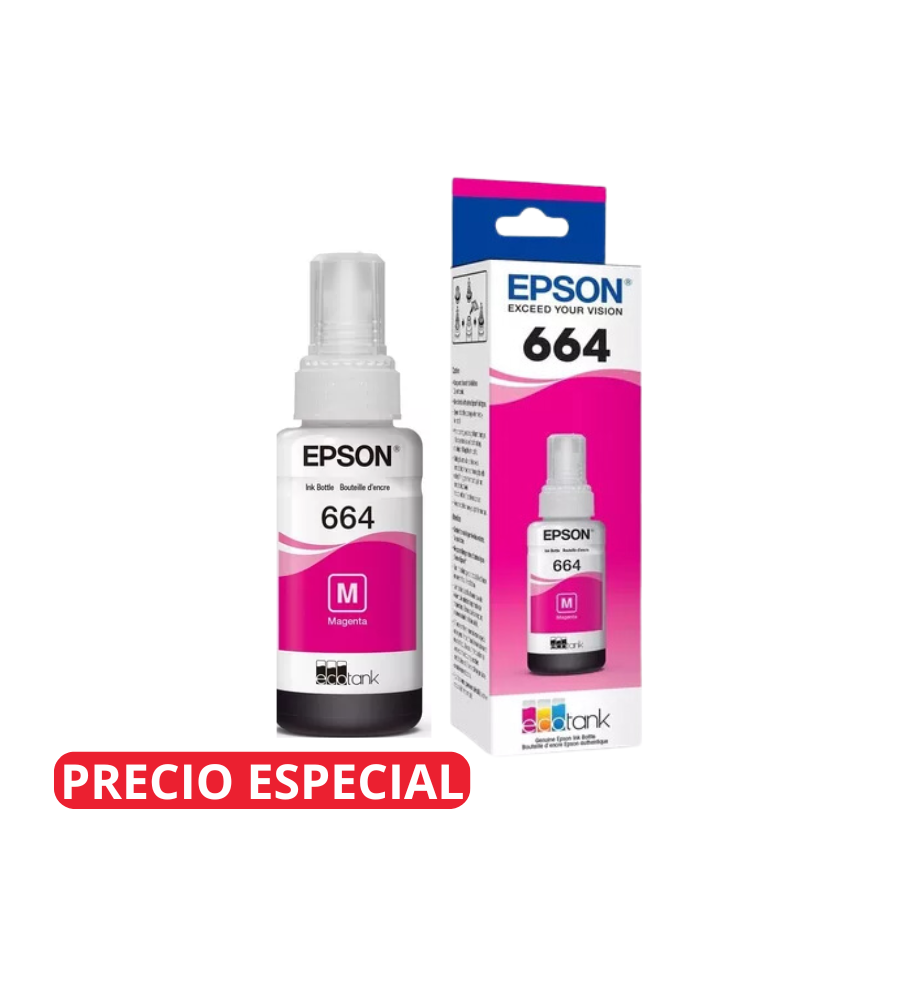 Epson T664 - Magenta - original - cartucho de tinta - para Epson L380, L386, L395, L495; EcoTank ET-2600, 2650, L1455, L396, L606, L656