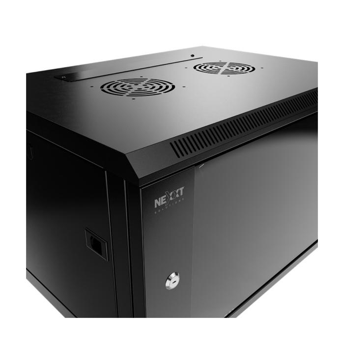 Nexxt Solutions Infrastructure - Wall mount enclosure - SPCC steel / Tempered glass - Black / RAL 9005 - 6U 600X600