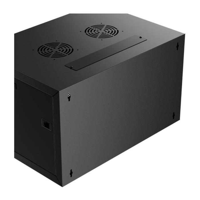Nexxt Solutions Infrastructure - Wall mount enclosure - SPCC steel / Tempered glass - Black / RAL 9005 - 6U 600X600