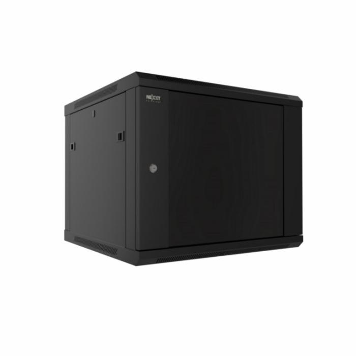 Nexxt Solutions Infrastructure - Wall mount enclosure - SPCC steel / Tempered glass - Black / RAL 9005 - 9U 600X600