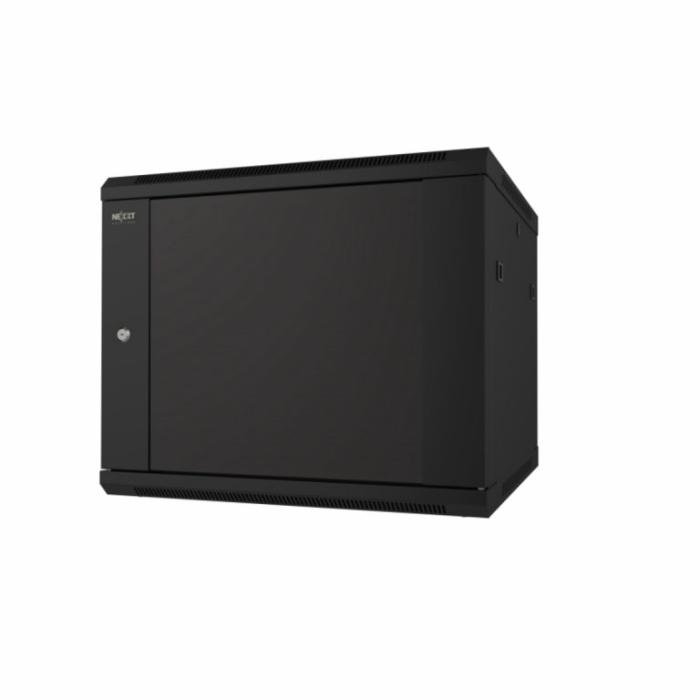 Nexxt Solutions Infrastructure - Wall mount enclosure - SPCC steel / Tempered glass - Black / RAL 9005 - 9U 600X600