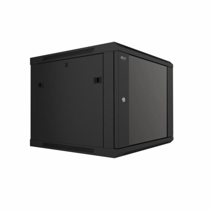 Nexxt Solutions Infrastructure - Wall mount enclosure - SPCC steel / Tempered glass - Black / RAL 9005 - 9U 600X600