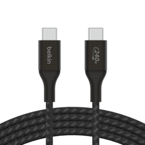 Belkin BoostCharge - Cable USB - 24 pin USB-C (M) a 24 pin USB-C (M) - USB 2.0 - 2 m - compatible con hasta 240 W de potencia - negro