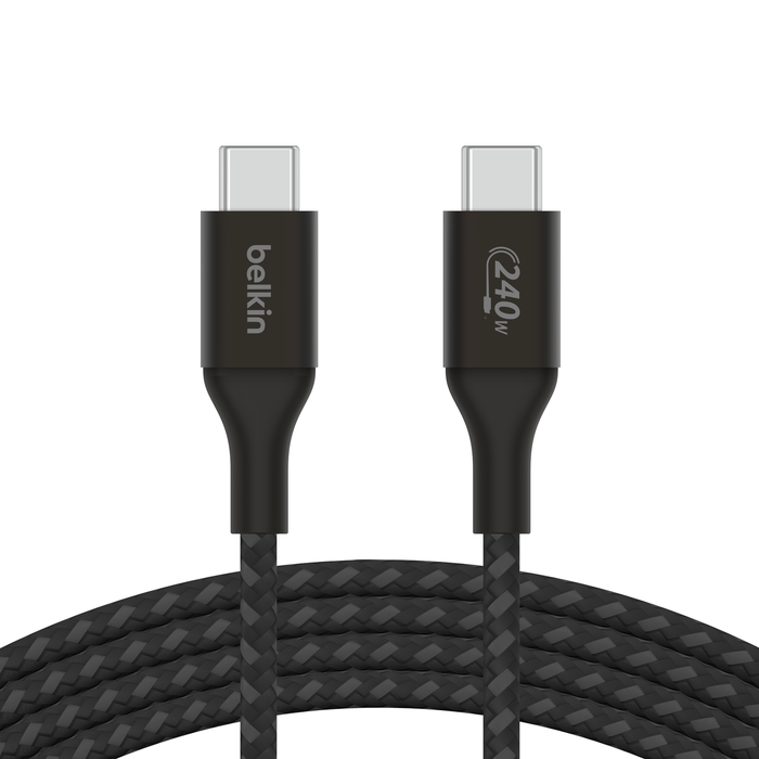 Belkin BoostCharge - Cable USB - 24 pin USB-C (M) a 24 pin USB-C (M) - USB 2.0 - 2 m - compatible con hasta 240 W de potencia - negro