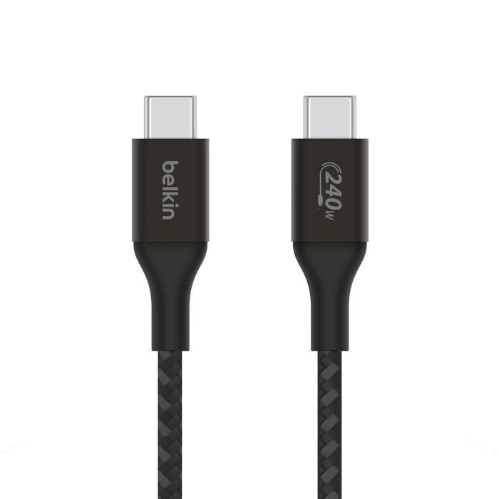 Belkin BoostCharge - Cable USB - 24 pin USB-C (M) a 24 pin USB-C (M) - USB 2.0 - 2 m - compatible con hasta 240 W de potencia - negro