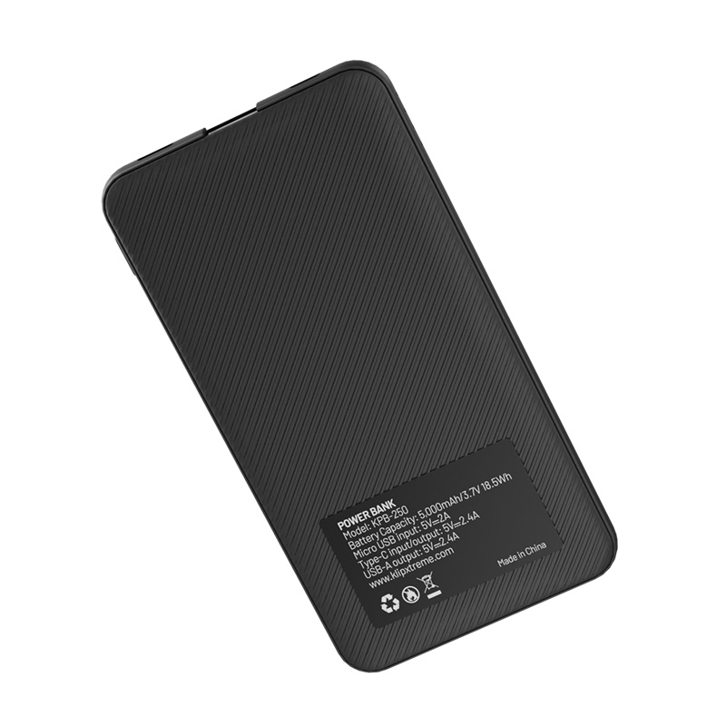 Klip Xtreme - Power bank - 24 pin USB-C / 5 pin Micro-USB Type B - 24 pin USB-C / 9 pin USB Type A - Lithium polymer - Para Smartphones - 5.000 mAh