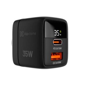 Klip Xtreme - Power converter / charger - 35 Watt - 24 pin USB-C / 9 pin USB Type A - Cellular phone / Tablet - Wall - Para Smartphones, tablets, small devices