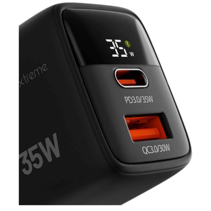 Klip Xtreme - Power converter / charger - 35 Watt - 24 pin USB-C / 9 pin USB Type A - Cellular phone / Tablet - Wall - Para Smartphones, tablets, small devices