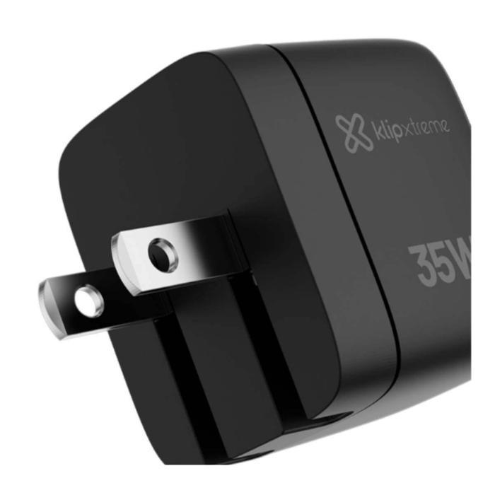 Klip Xtreme - Power converter / charger - 35 Watt - 24 pin USB-C / 9 pin USB Type A - Cellular phone / Tablet - Wall - Para Smartphones, tablets, small devices