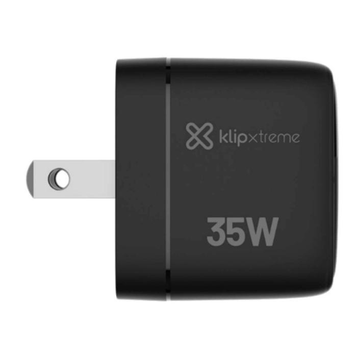 Klip Xtreme - Power converter / charger - 35 Watt - 24 pin USB-C / 9 pin USB Type A - Cellular phone / Tablet - Wall - Para Smartphones, tablets, small devices