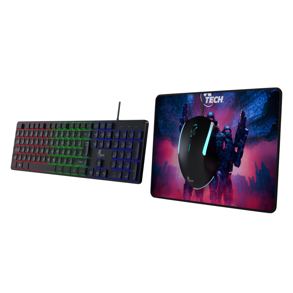 Xtech - Keyboard, mouse and mouse pad - Wired - Spanish - USB - Black - Gaming XTK-535S