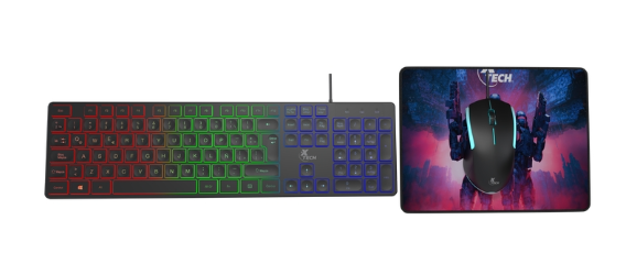Xtech - Keyboard, mouse and mouse pad - Wired - Spanish - USB - Black - Gaming XTK-535S