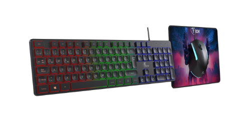 Xtech - Keyboard, mouse and mouse pad - Wired - Spanish - USB - Black - Gaming XTK-535S