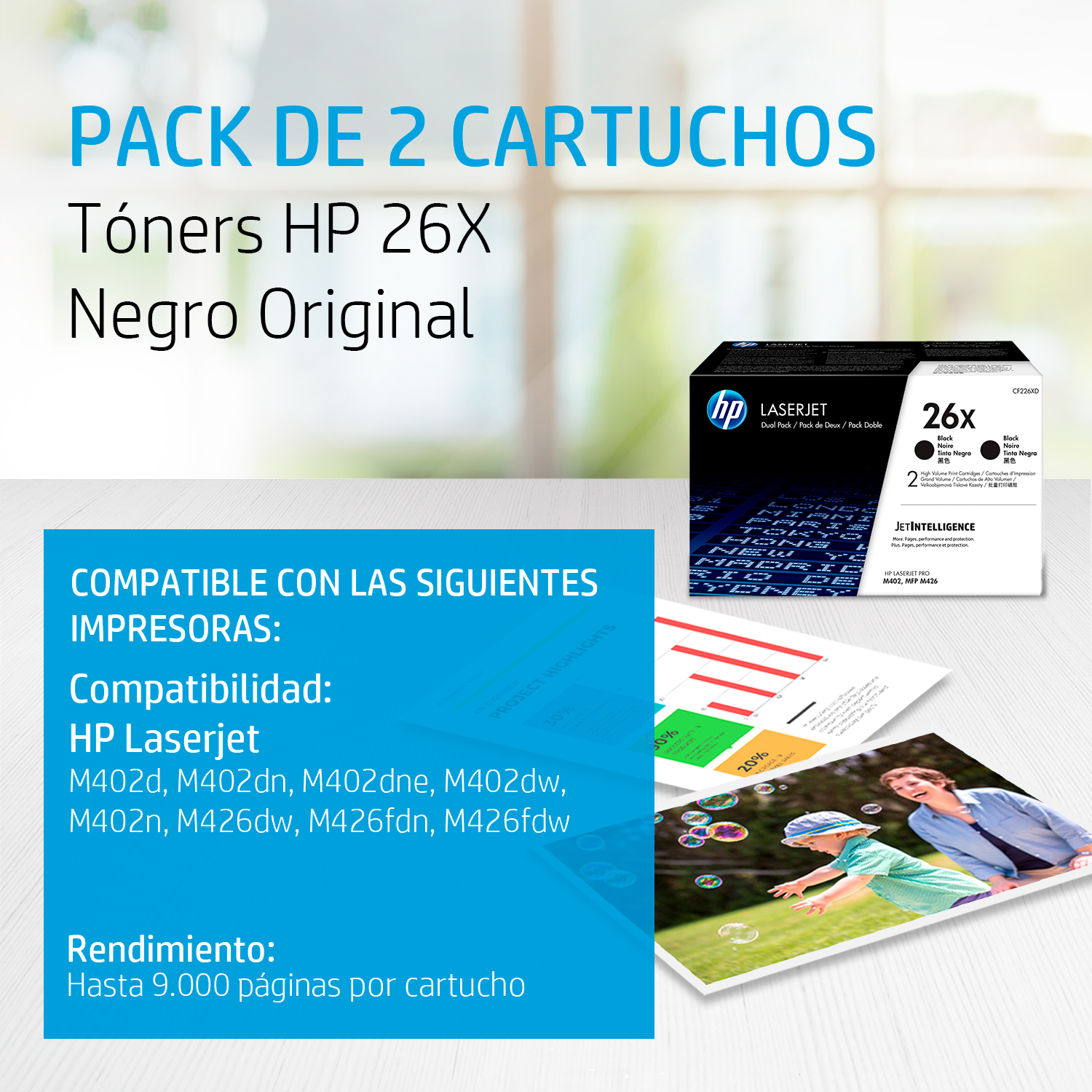 HP 26X - Alto rendimiento - negro - original - LaserJet - cartucho de tóner (CF226X) - para LaserJet Pro M402, MFP M426