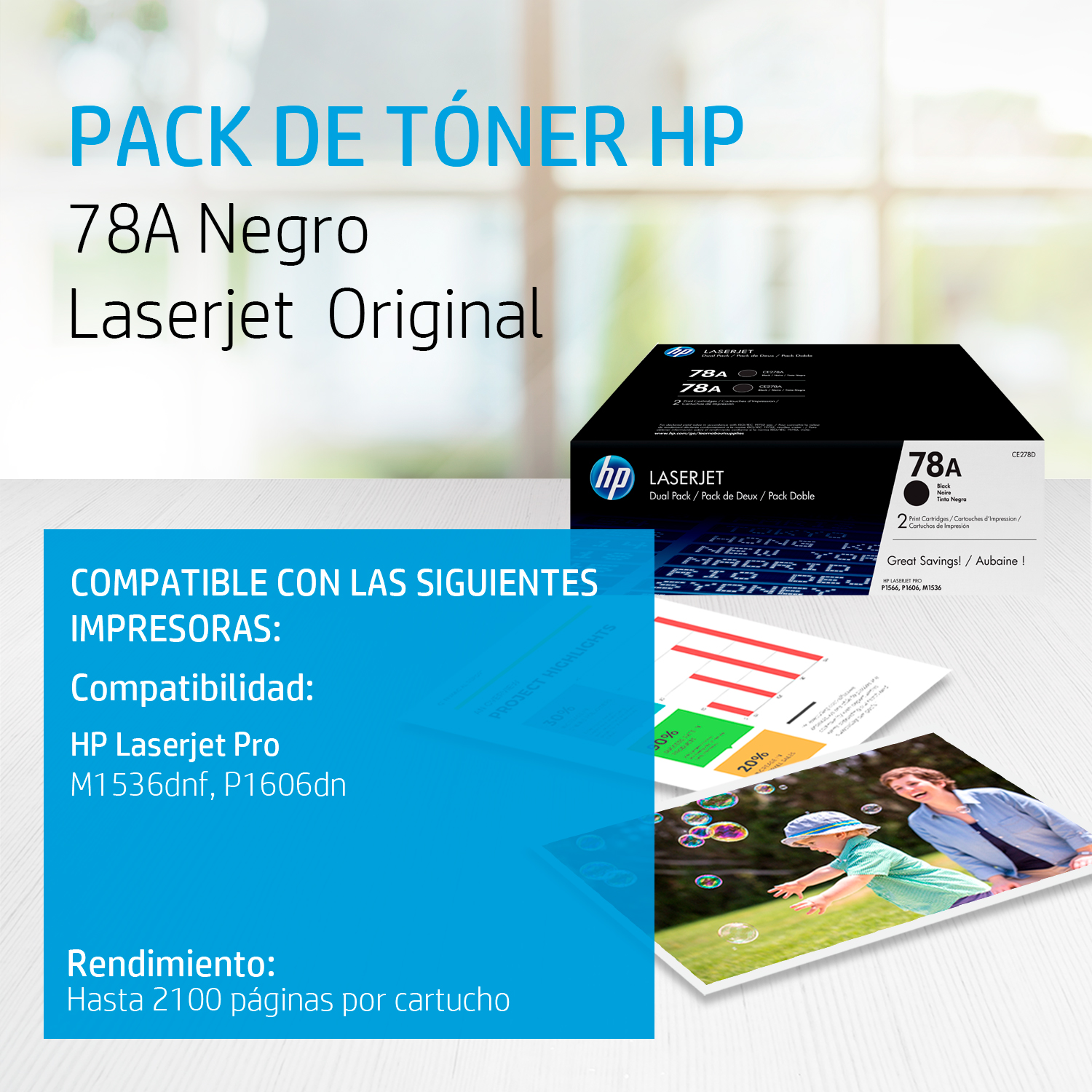 HP 78A - Paquete de 2 - negro - original - LaserJet - cartucho de tóner (CE278AD) - para LaserJet Pro M1536dnf, P1566, P1606DN