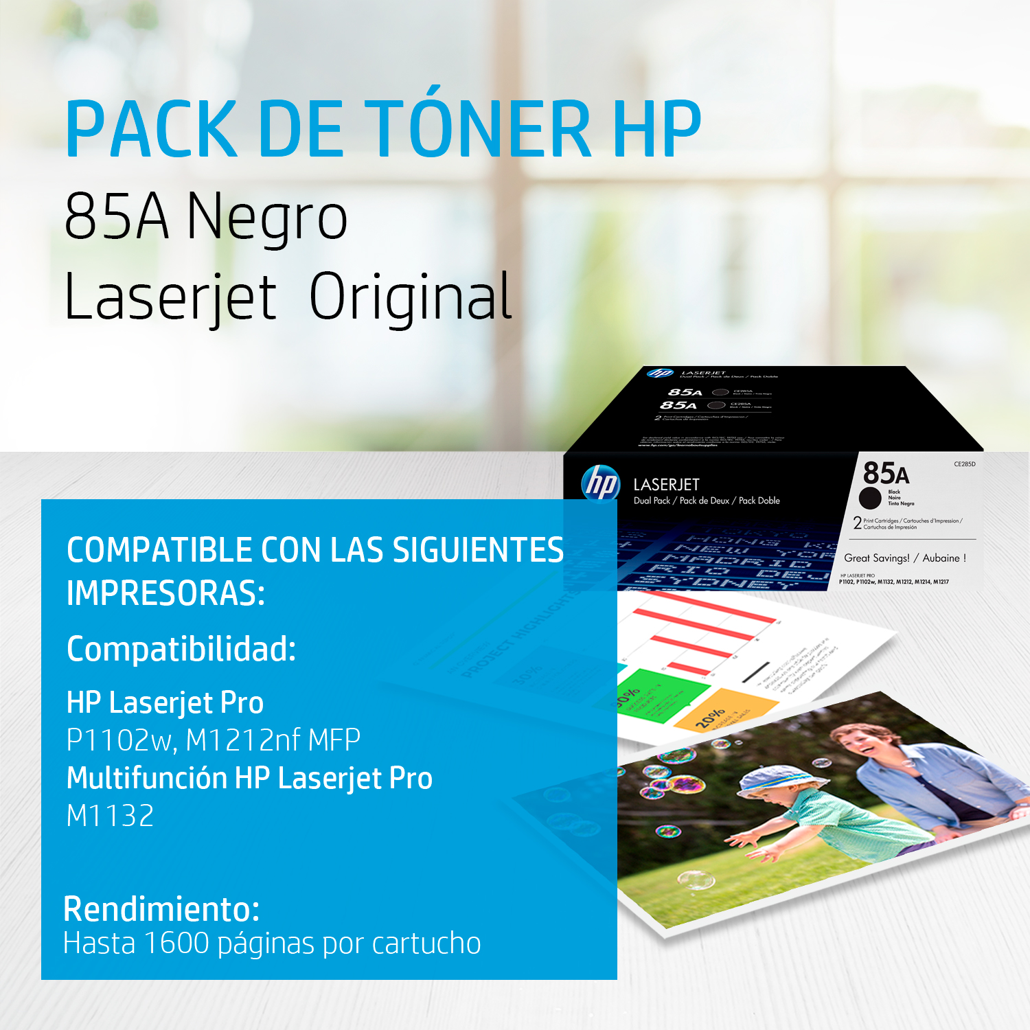 HP 85A - Paquete de 2 - negro - original - LaserJet - cartucho de tóner (CE285AD) - para LaserJet Pro M1132 MFP, M1212nf MFP, M1217nfw MFP, P1102, P1102s, P1102W, P1109, P1109W