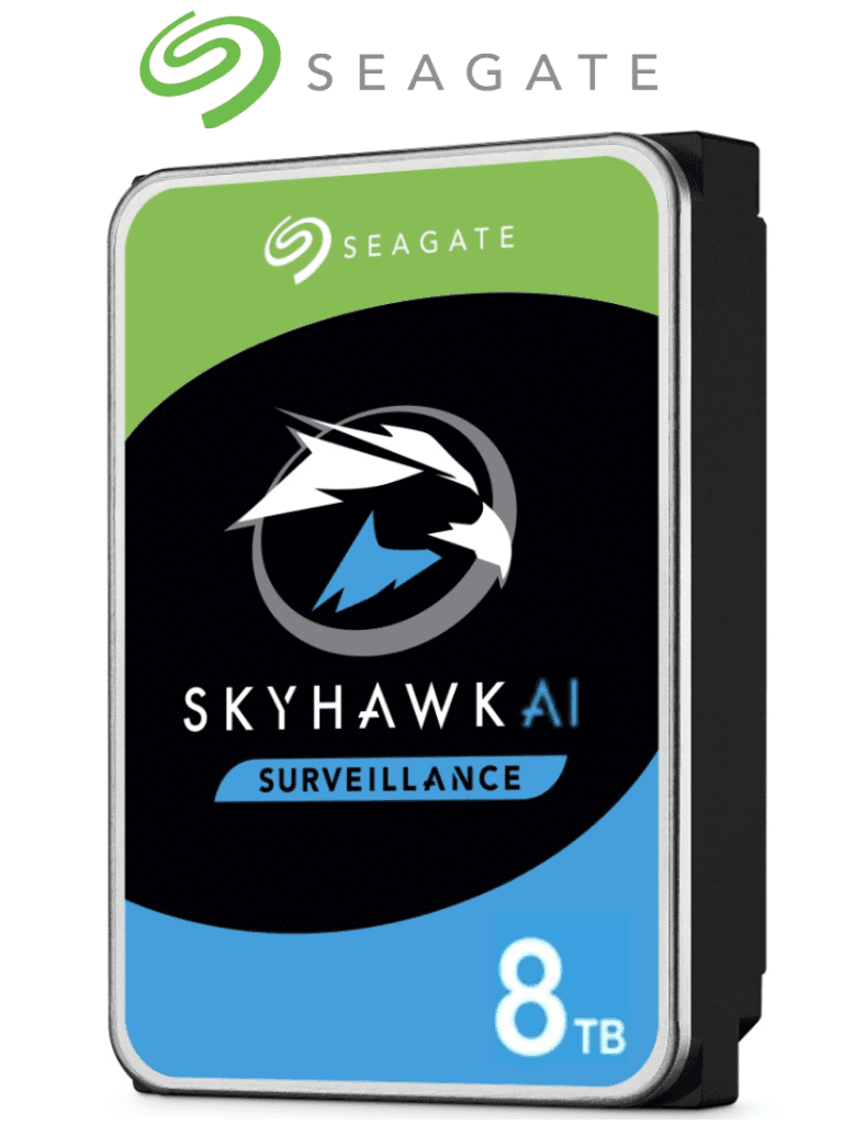 Seagate SkyHawk AI ST8000VE001 - Disco duro - 8 TB - interno - 3.5" - SATA 6Gb/s - búfer: 256 MB - con Recuperación de datos Seagate Rescue de 3 años