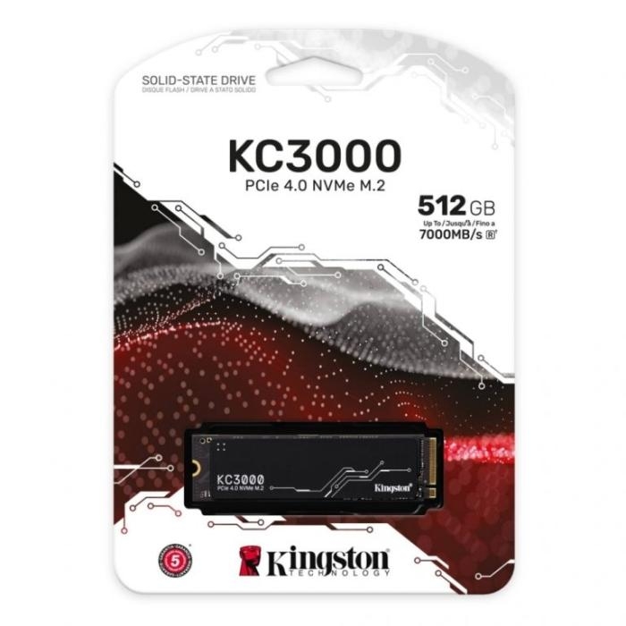 Kingston KC3000 - SSD - 512 GB - interno - M.2 2280 - PCIe 4.0 (NVMe) - para Intel Next Unit of Computing 12 Pro Kit - NUC12WSKi5