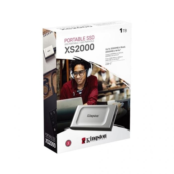 Kingston XS2000 - SSD - 1 TB - externo (portátil) - USB 3.2 Gen 2x2 (USB-C conector)