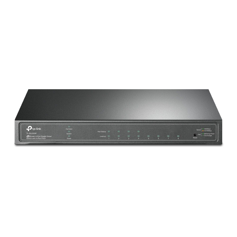 Conmutador inteligente JetStream Gigabit de 8 puertos con 4 puertos PoE+