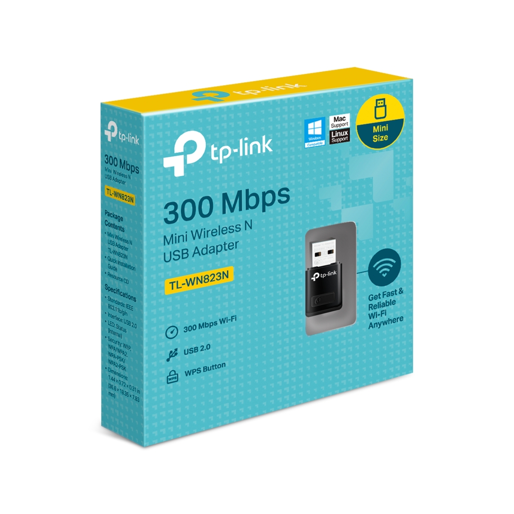 TP-Link TL-WN823N - Adaptador de red - 802.11b/g/n - Velocidad 300 Mbps a 2.4 GHz-USB 2.0-Botón WPS