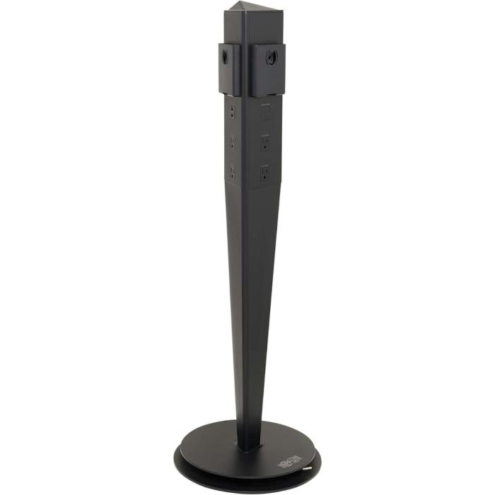 Torre de energía móvil y estación de carga USB Safe-IT de 5 puertos de Tripp Lite: USB-C de 60 W, 4 USB-A, 6 5-15R, carga inalámbrica, 1000 julios, cable de 3 m (10 pies), protección antimicrobiana - TLM610CPAM
