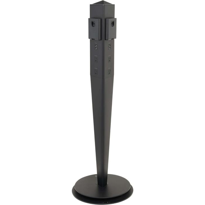 Torre de energía móvil y estación de carga USB Safe-IT de 5 puertos de Tripp Lite: USB-C de 60 W, 4 USB-A, 6 5-15R, carga inalámbrica, 1000 julios, cable de 3 m (10 pies), protección antimicrobiana - TLM610CPAM